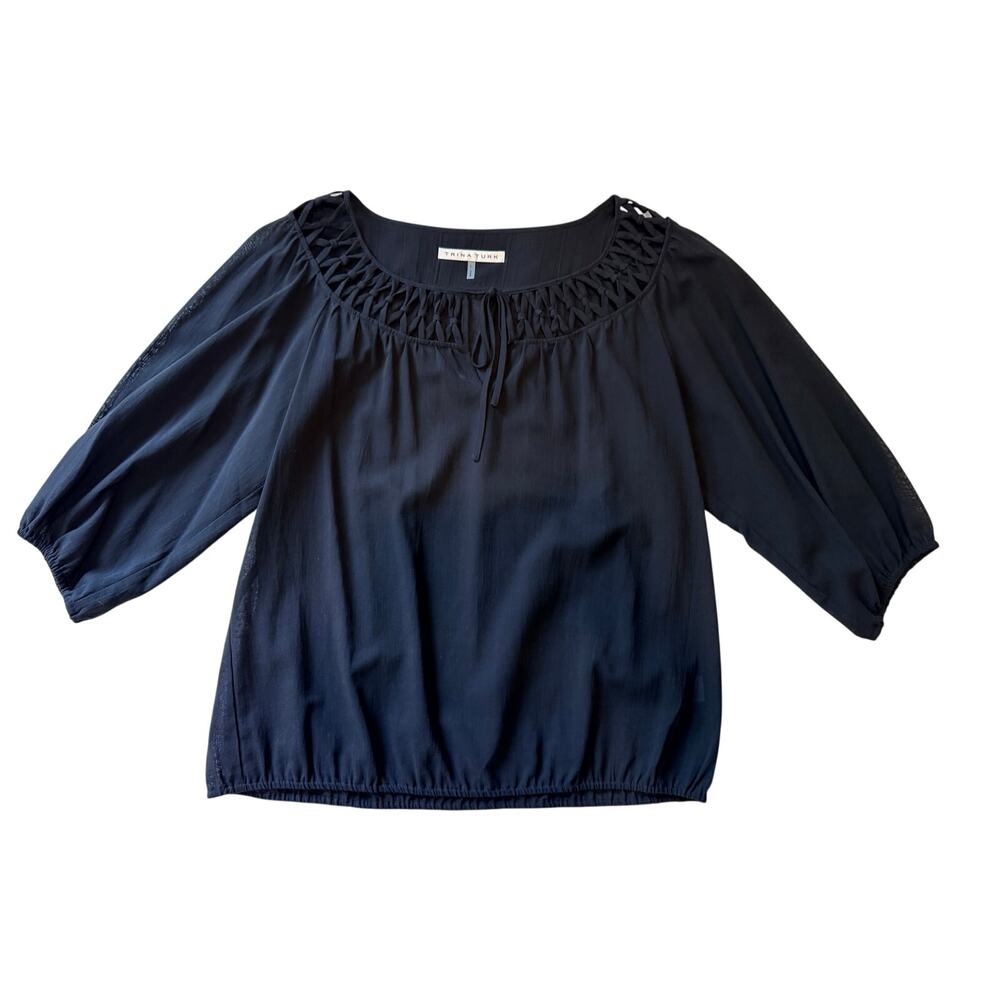 Trina Turk Women's Top - Black - Size L - 100% Cotton